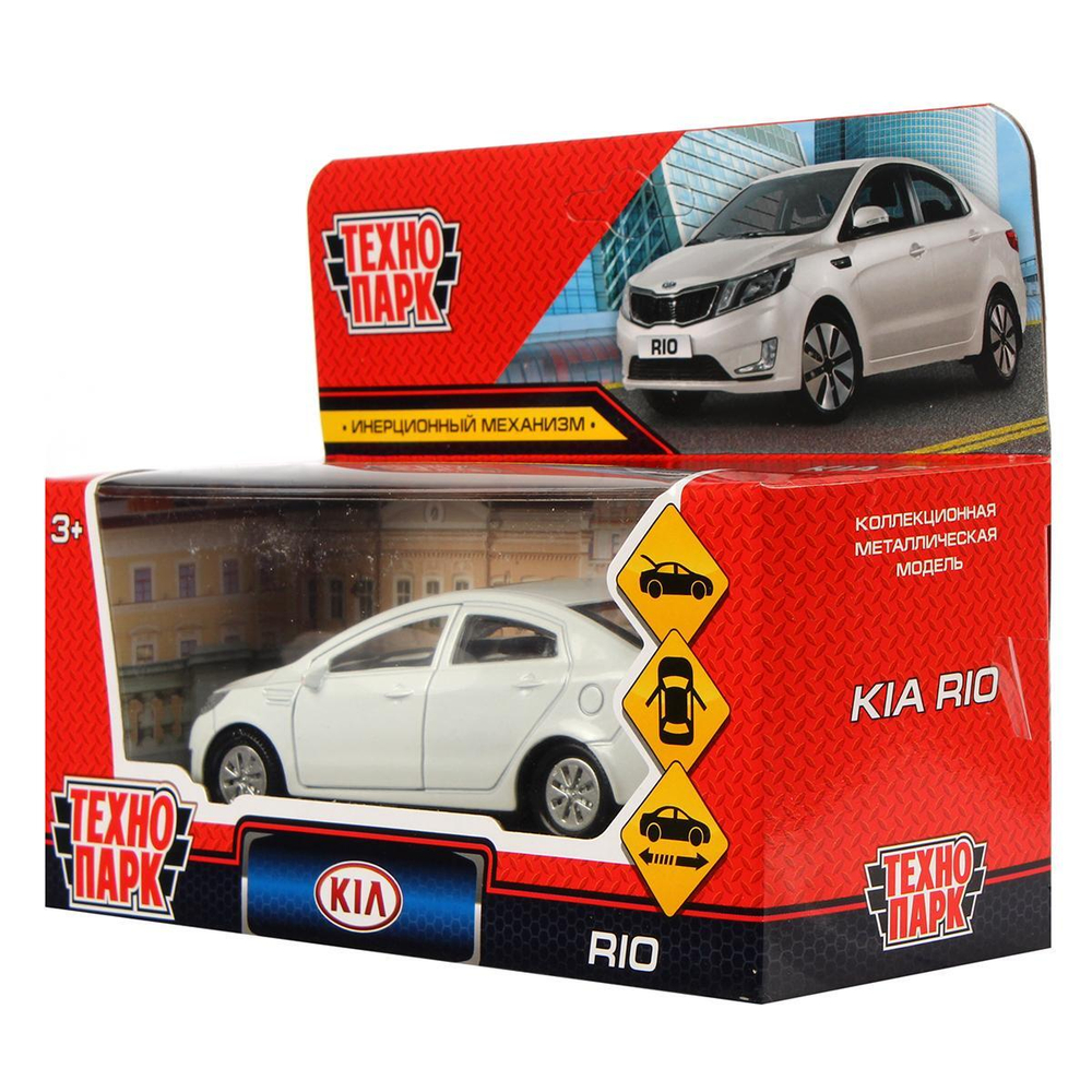 Модель ин. мет. "Kia Rio" 12см, открыв. двери, белый в коробка RIO-WT (Технопарк)