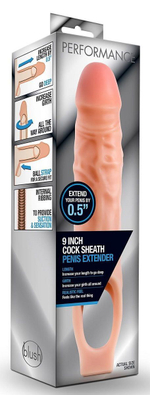 Телесная насадка на пенис 9 Inch Cock Sheath Extender - 22,2 см. (Цвет: телесный)