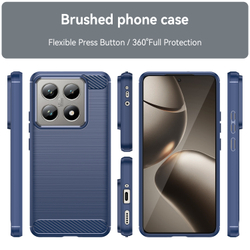 Чехол с дизайном в стиле карбон синего цвета на Xiaomi 14T и 14T Pro, мягкий отклик кнопок, серия Carbon от Caseport