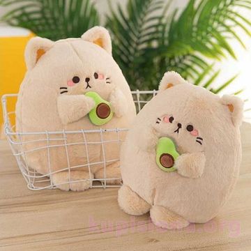 Мягкая игрушка Котик с авокадо, 35 см