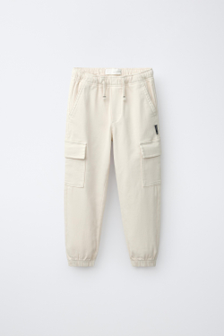 ZARA БРЮКИ КАРГО, ЦВЕТ СЛОНОВОЙ КОСТИ