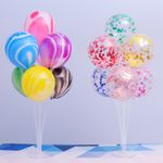 Стойка для шаров Фонтан, 7 насадок, 0,7 м, Белый/Прозрачный, 1 шт.