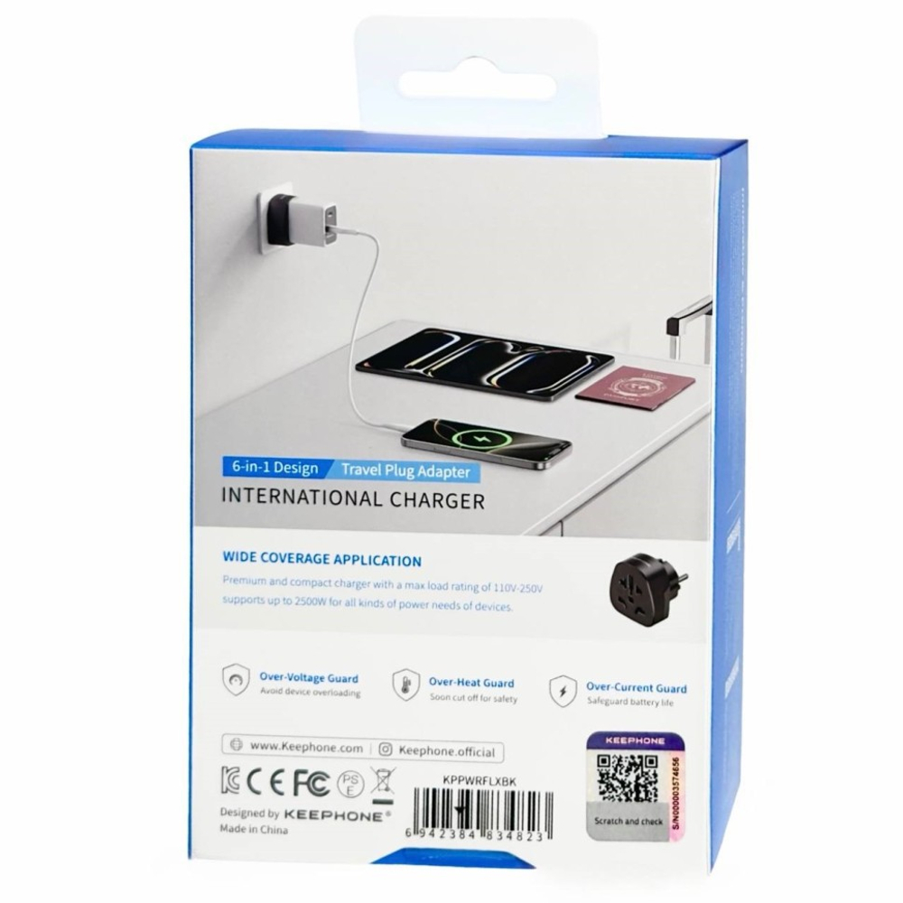 Сетевой переходник адаптер для евророзетки Keephone Powerflex черный