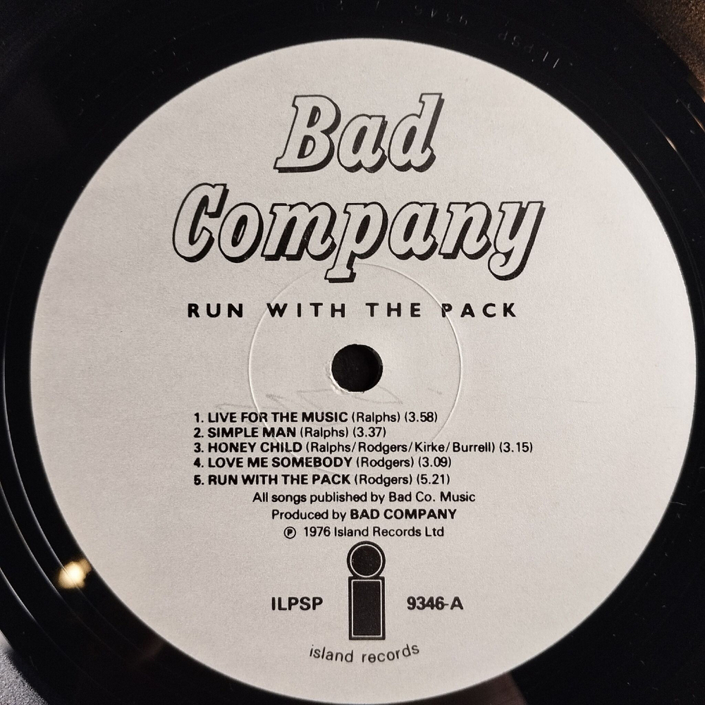 Винтажная виниловая пластинка LP Bad Company Run With The Pack (UK 1976)
