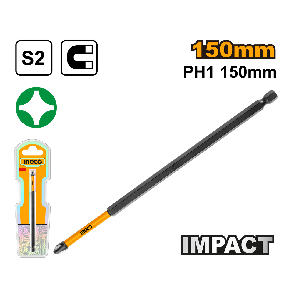 Ударная бита для шуруповерта IMPACT INGCO SDBIM71PH1150 INDUSTRIAL РН1х150 мм