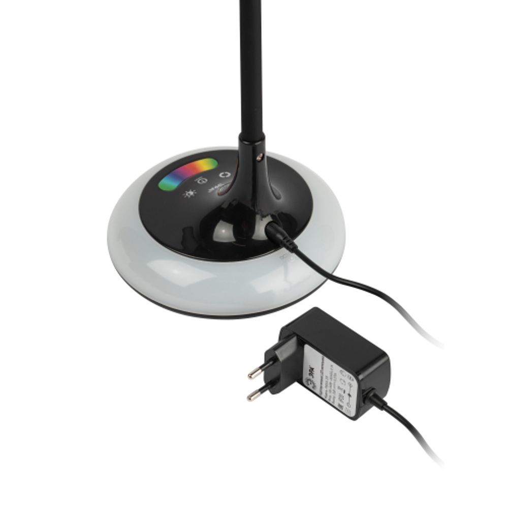 Настольный светильник ЭРА NLED-481-10W-BK светодиодный с RGB ночником черный | Светодиодные настольные лампы