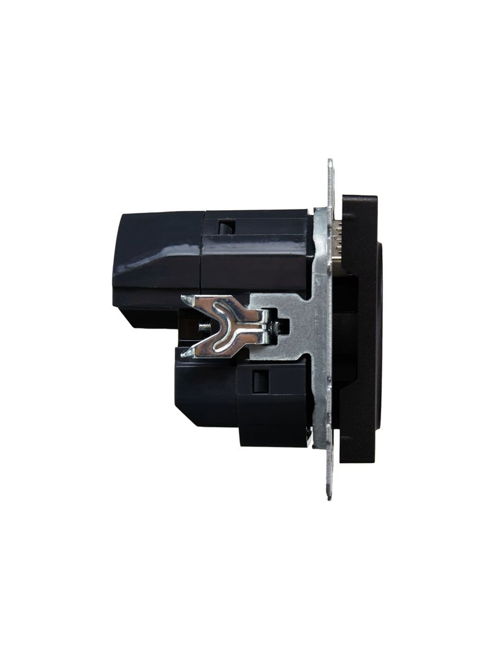 Розетка BRITE РЮш11-1-БрЧ 16А с USB A+C 18Вт с заземл. защ. шторки механизм черн. IEK BR-R14-16-U22-018-K02
