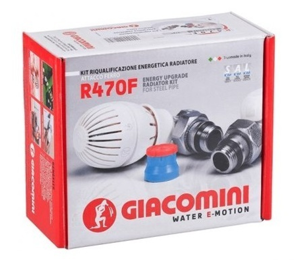 Комплект термостатический 1/2" Giacomini R470F, угловой