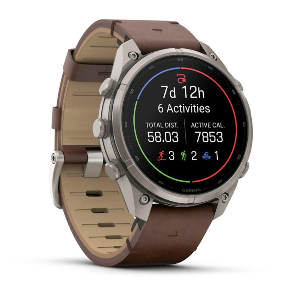 Garmin Fenix 9 Pro — 47 мм AMOLED Titanium Walnut Leather Band