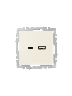 Розетка BRITE USB A+C 18Вт РЮ11-1-БрКр механизм беж. IEK BR-U22-018-K10