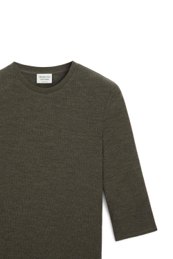 Massimo Dutti Футболка с рукавами до локтя - Limited Edition, хаки