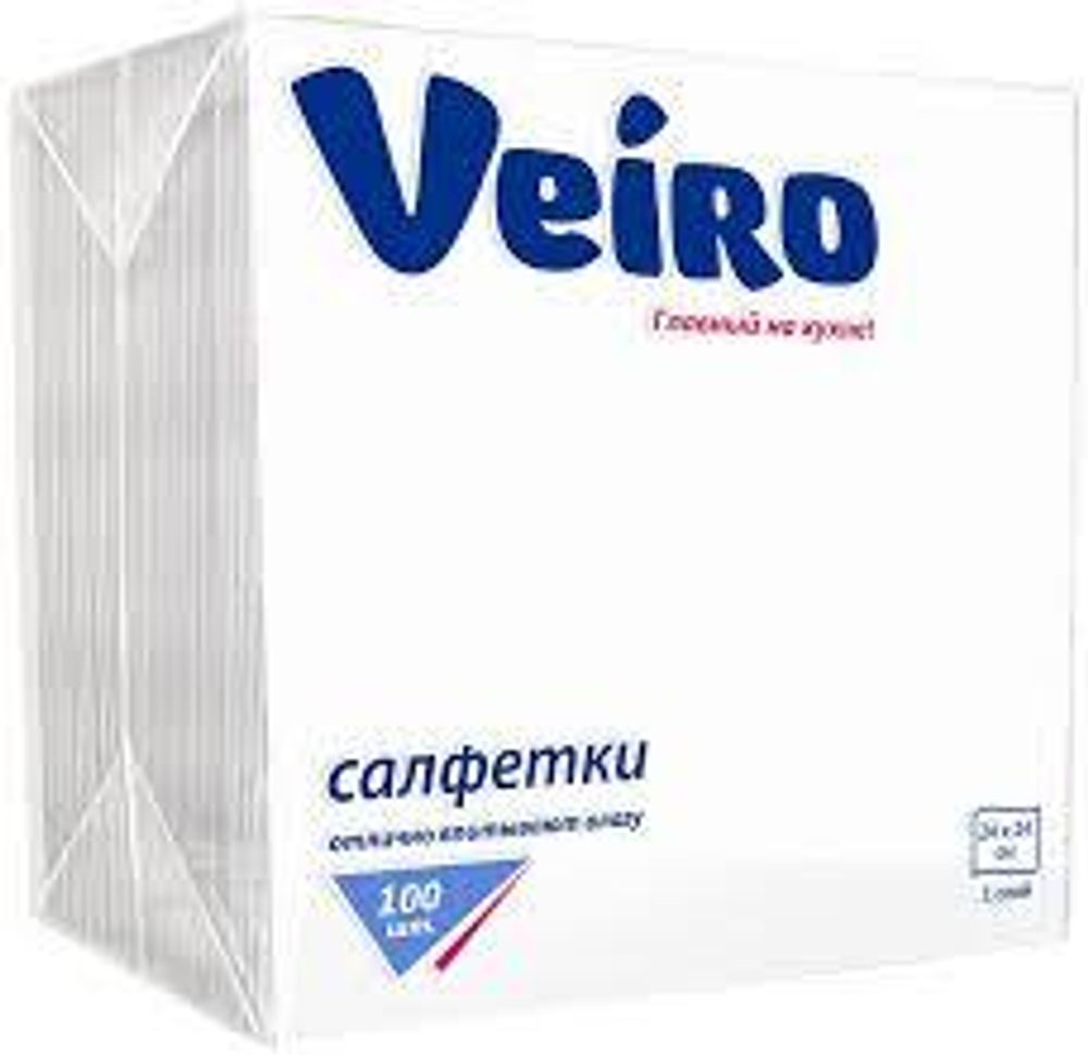 Салфетки бумажные VIERO, 24*24см, белые, 100л/упак, 45упак/кор