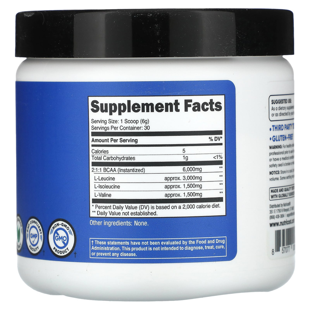 Nutricost, Performance, BCAA, без добавок, 180 г (6,3 унции)