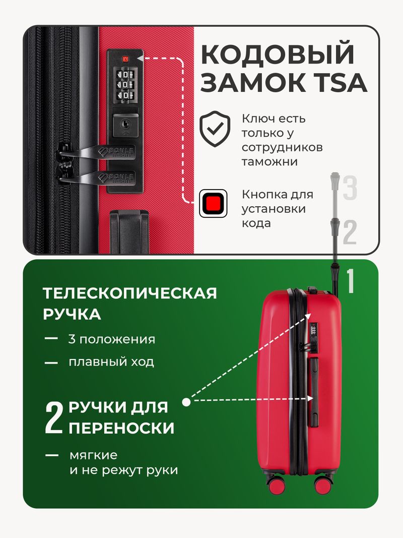 Чемодан Bonle размер M Красный