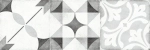 Настенная плитка ALMA Ceramica TWA11COR017 Costa Rica 60x20 белая / серая матовая с орнаментом / пэчворк