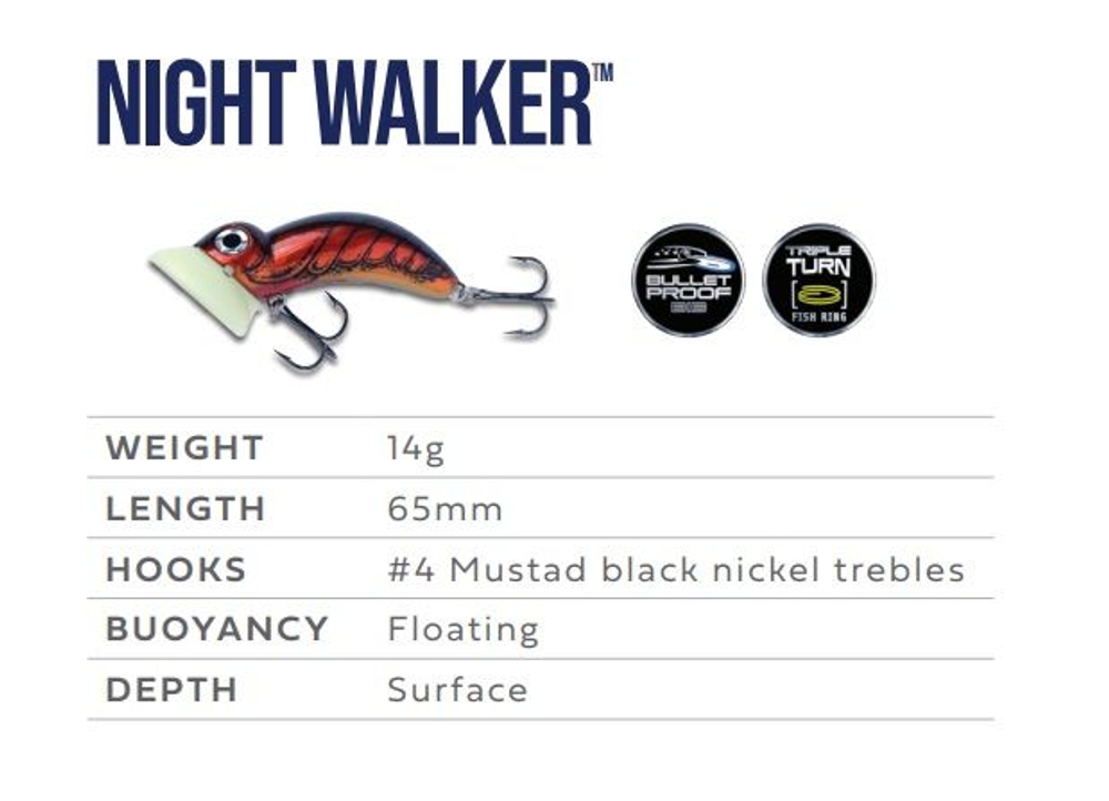 Воблер Halco NIGHT WALKER #33, 65mm, 14 г., 0m (Surface)