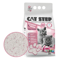CAT STEP Compact White Baby Powder Наполнитель для котят комкующийся минеральный