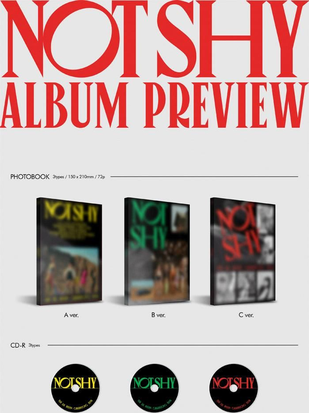 Альбом ITZY - Not Shy 3rd Mini Album 3 Version SET