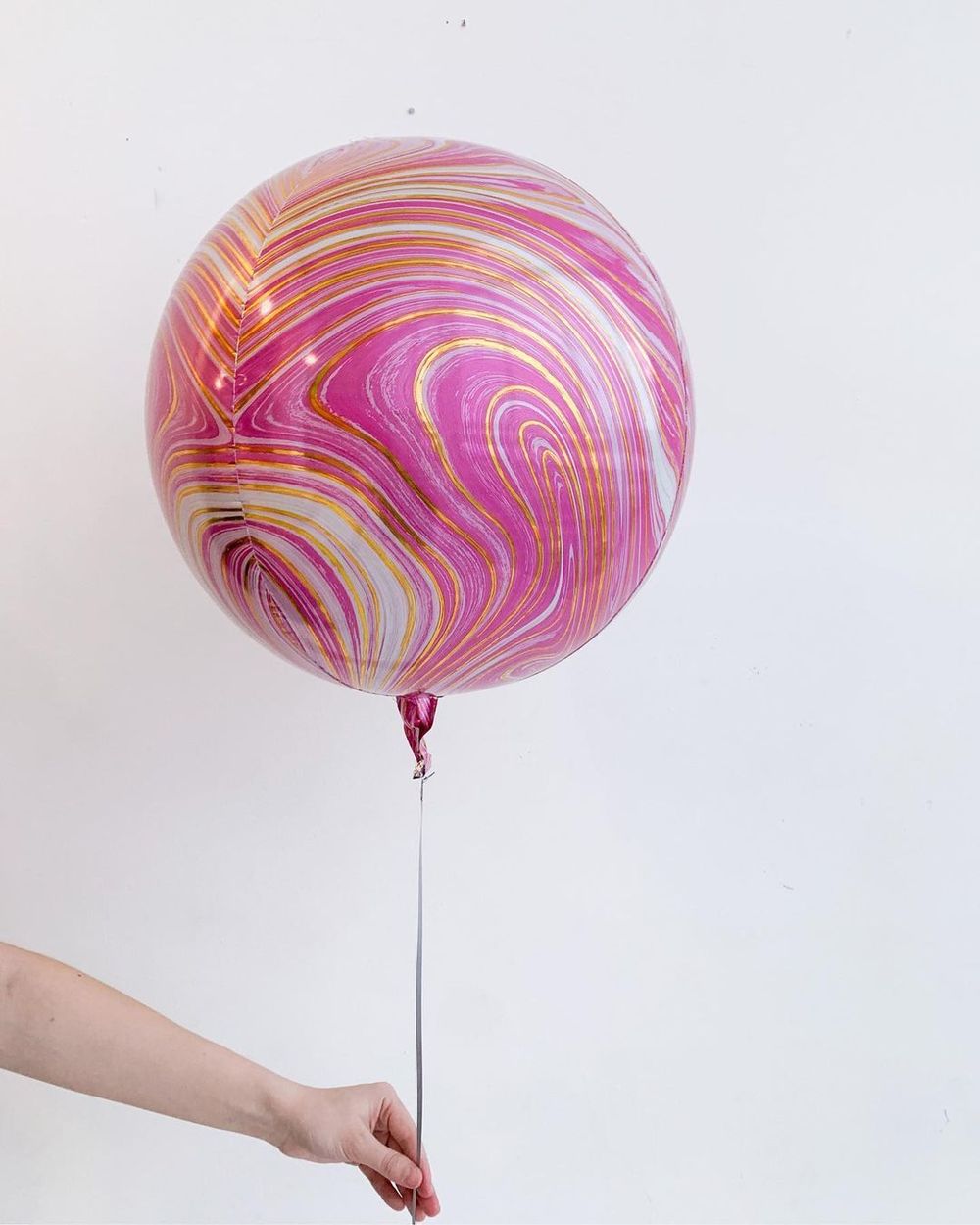 Шар 3D сфера, фольга, 15"/38 см, мрамор розовый (AN) (БГ-19)  Изображение2
