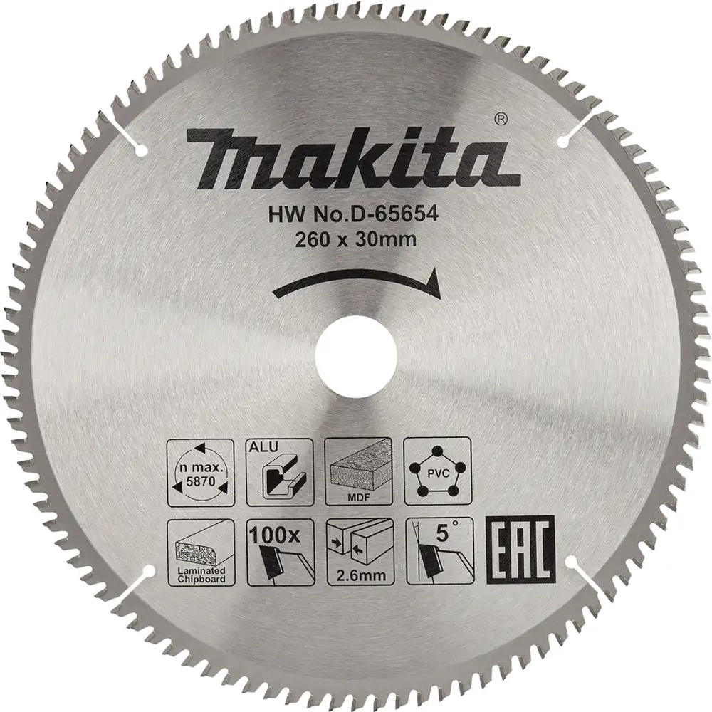 Пильный диск универсальный 260 мм Makita D-65654
