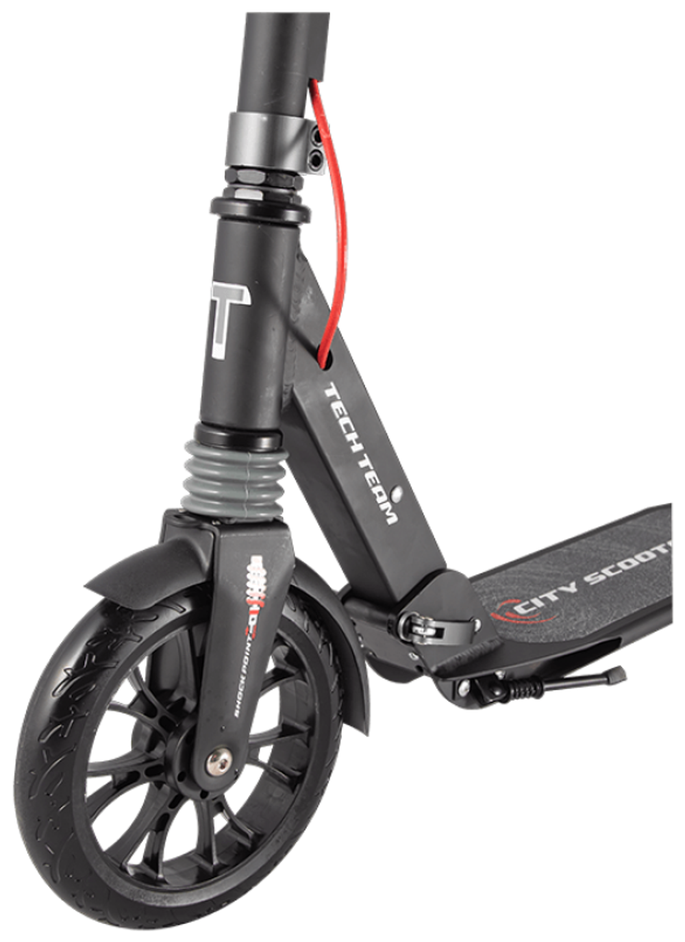 Детский 2-колесный городской самокат TechTeam City Scooter Disk Brake 2020, черно-серый