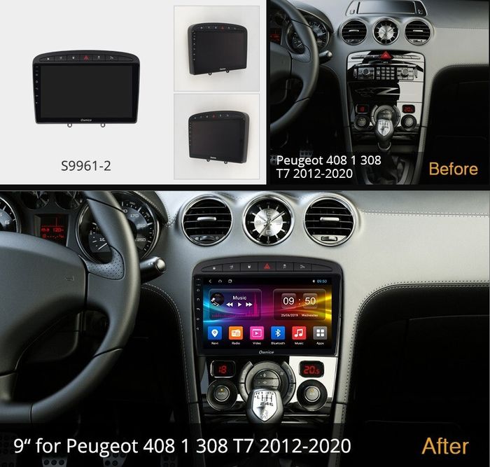 Магнитола для Peugeot 308 2007-2014, 408 2012-2022 - Kuberg OL-9961 IPS, Android 10, 4G SIM-слот