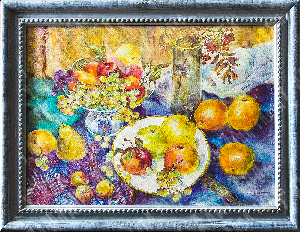 Корягин С.Н. Натюрморт с яблоками. Бумага, акварель.
