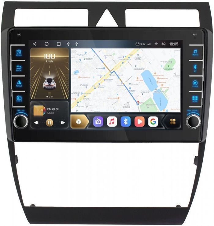 Магнитола для Audi A6 2001-2004 - Kuberg OL-9969 (кнопки и крутилки), Android 12, Быстрая, CarPlay, 4G SIM-слот