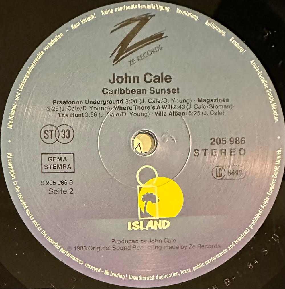 John Cale - Caribbean Sunset (Германия 1984г.)