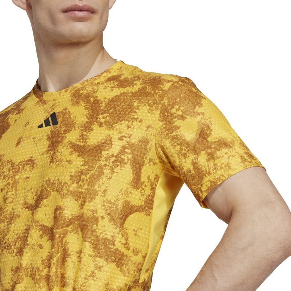 Футболка мужская теннисная Adidas Tennis Paris Heat.Rdy Freelift - bold gold/mesa/bronze strata