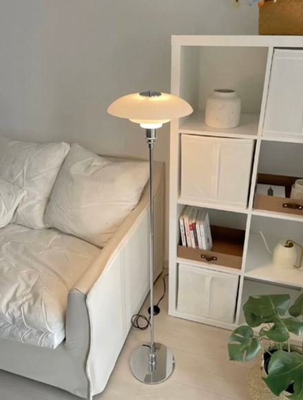 Floor design lamp Ph 2/1 by Louis Poulse (silver)