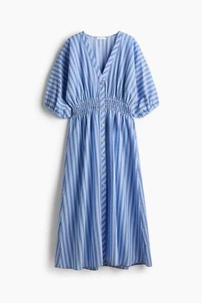 Платье со сборками на талии и пуговицами - H&M