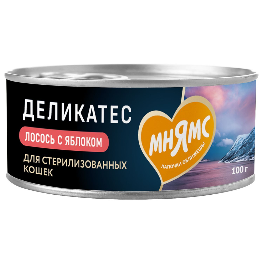 Консервы Мнямс Лосось с яблоком для стерилизованных кошек "Паштет по-норвежски" 100 г
