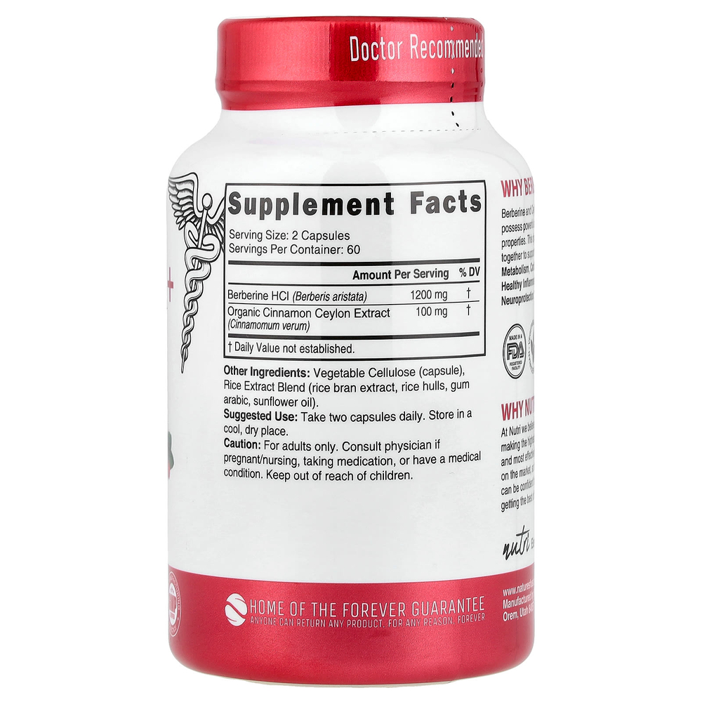 Nutri, Berberine+, цейлонская корица, 120 веганских капсул
