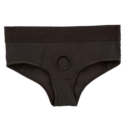 Черные трусы для страпона BACKLESS BRIEF HARNESS S/M (Размер: S-M) (Цвет: черный)