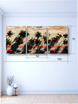 Картина Красная машина модульная 50x70см 3шт.