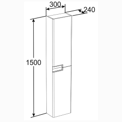 Пенал подвесной Roca Victoria Ice Edition 30x150 ZRU9302729 схема