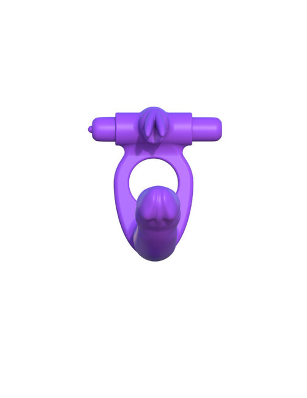 Эрекционное кольцо Silicone Double Penetrator Rabbit с анальным фаллоимитатором (Цвет: фиолетовый)