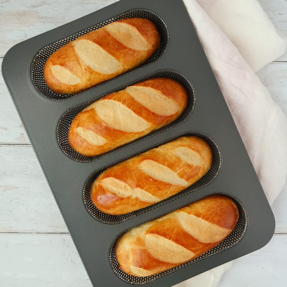 Форма для выпечки хот-догов перфорированная 4-х секционная Patisse Profi 34х23х3 см