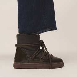 Высокие комбинированные кеды INUIKII Sneaker Gloss Brown на меху