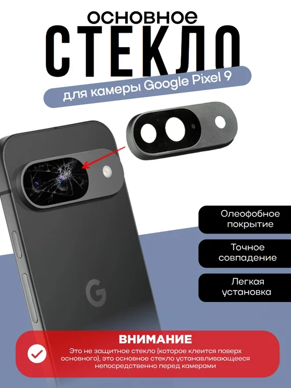 Основное стекло камеры с рамкой Google Pixel 9 Obsidian (черный)