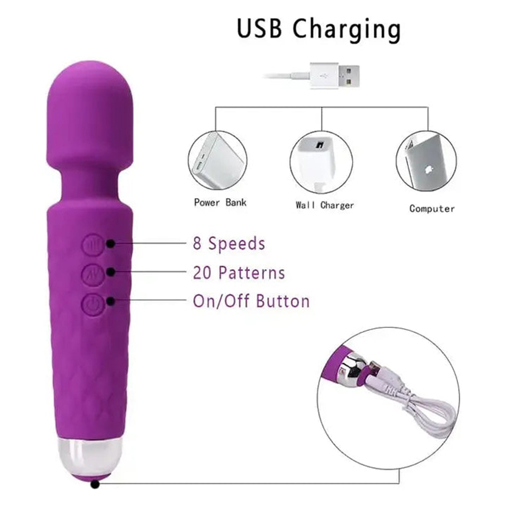 Фиолетовый вибратор-вонд 20,3см Secwell Introducing Enjoy Your Life Massager Wand SW2010