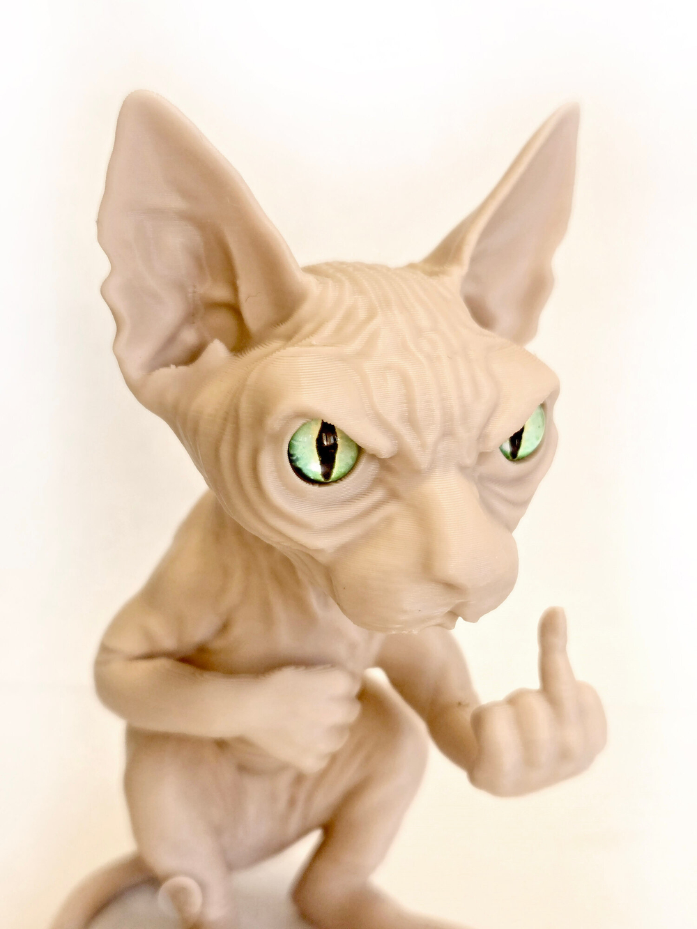 Фигурка кота, недовольный Сфинкс, 3Д печать, высота 13,5 см., бежевый