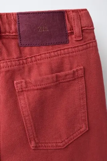 ZARA ДЖИНСЫ STRAIGHT, КРАСНЫЙ