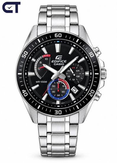 CASIO EFR-552D-1A3VUDF EDIFICE мужские наручные часы — крупный хронограф с ретроградным счётчиком и цветными акцентами