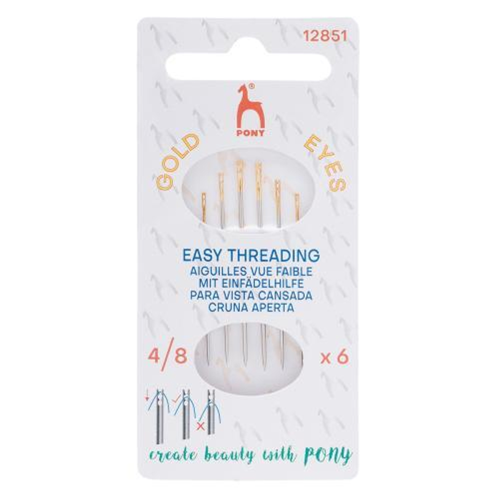 Иглы ручные с упрощенным вдеванием Easy Threading №4-8, 6шт, PONY 12851 (12351)