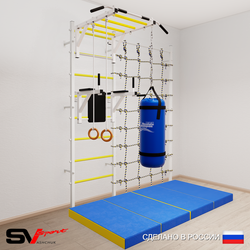Шведская стенка Sv Sport усиленная 64150 (Турник рукоход/Брусья/Кольца/Цепь/Мешок 15кг/Мат 2м/Канатный лаз)