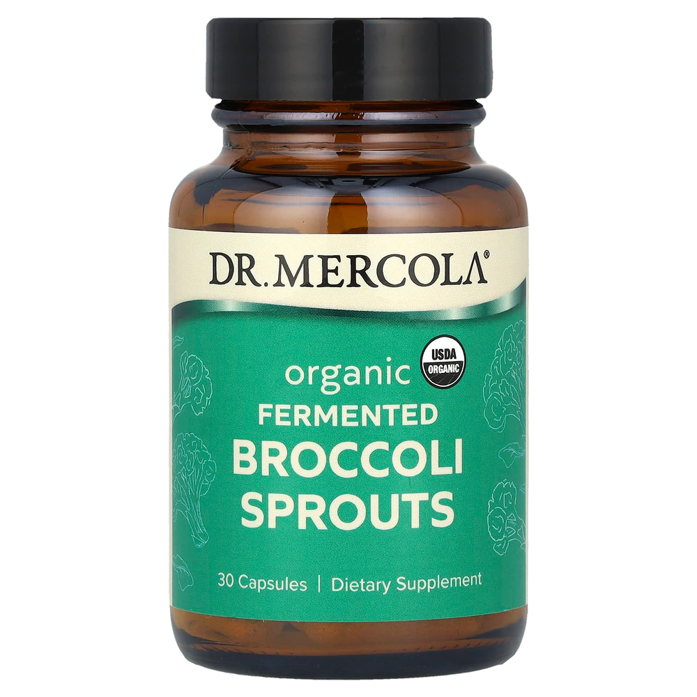 Dr. Mercola, органические ферментированные ростки брокколи, 30 капсул