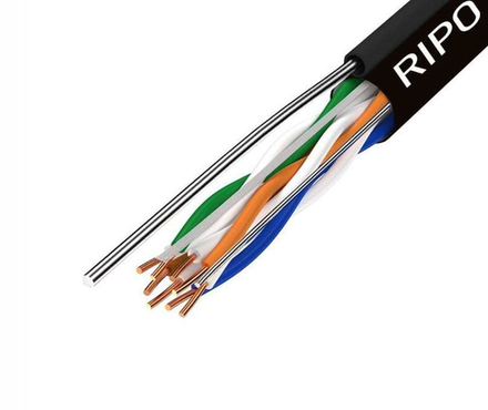 UTP4 CAT5E 24AWG Cu Ripo (outdoor) с одножильным тросом, черный, (25м)