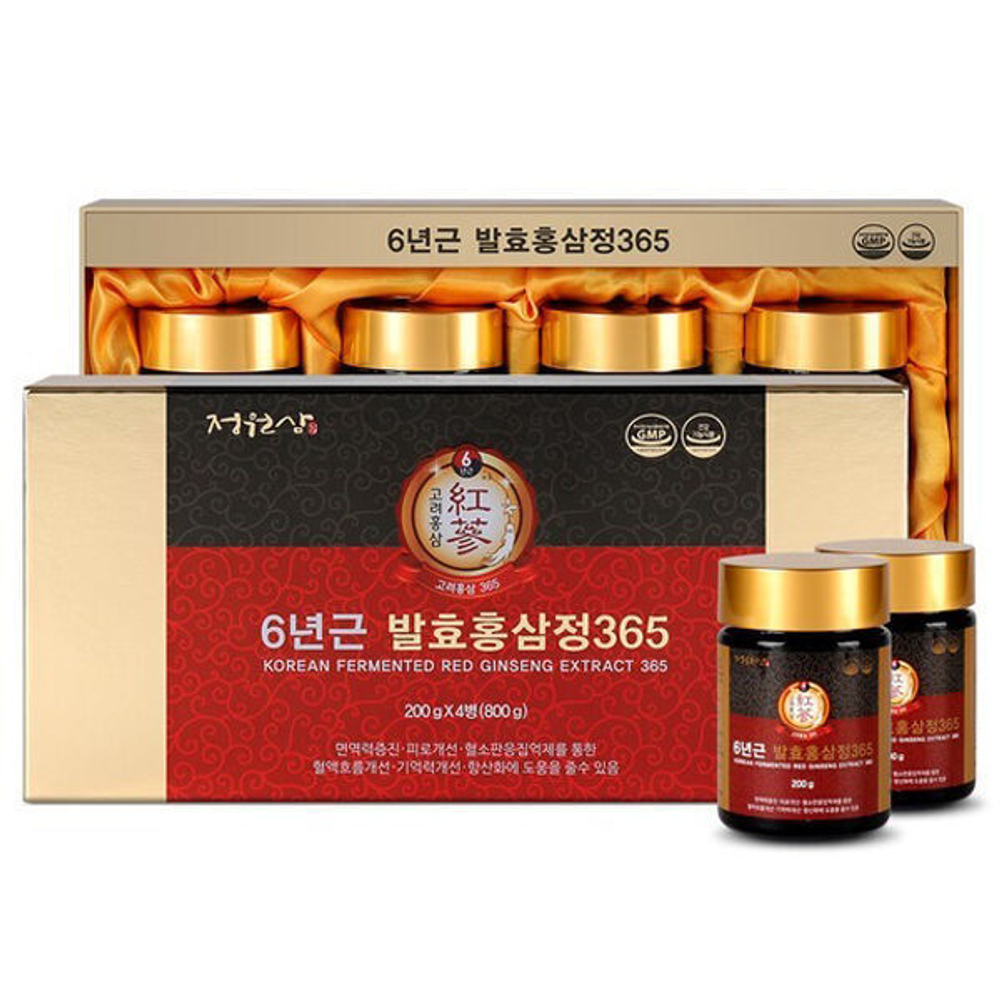(Набор) Экстракт ферментированного 6-летнего красного женьшеня Jungwonsam 6 Years Old Korean Fermented Red Ginseng Extract 365, 200гр*4шт